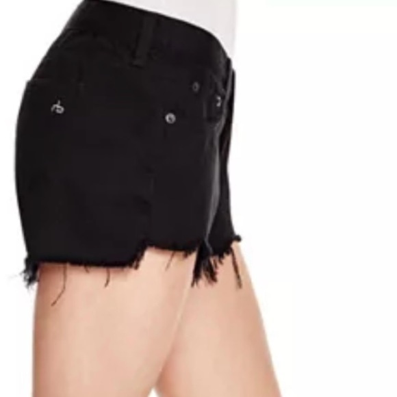 Rag & Bone Black Denim Frayed Edge Mid-Rise Shorts SIZE 29 - Picture 2 of 11